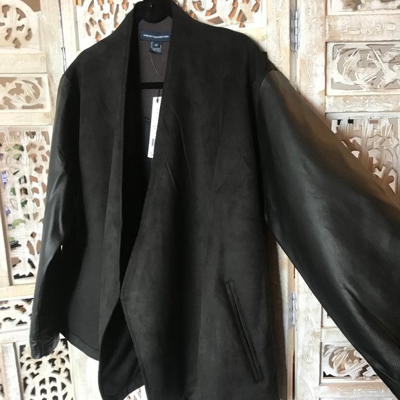 NWT French Connection Black Mixed Media Jacket XS - Picture 3 of 11